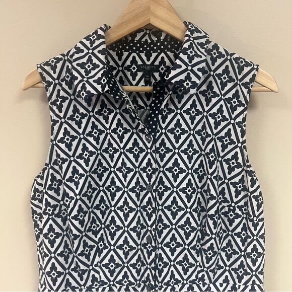 Talbots Black and White Patterned Dress Sz 16P - Picture 2 of 6